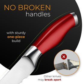 Orblue serrated bread knife features a durable one-piece design.