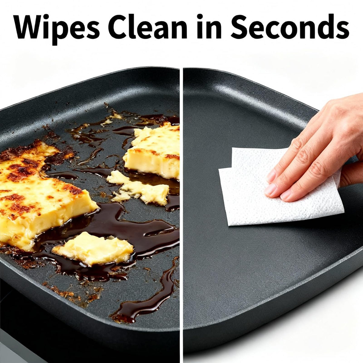 ORBxYoo nonstick square griddle releases food easily for quick cleanup