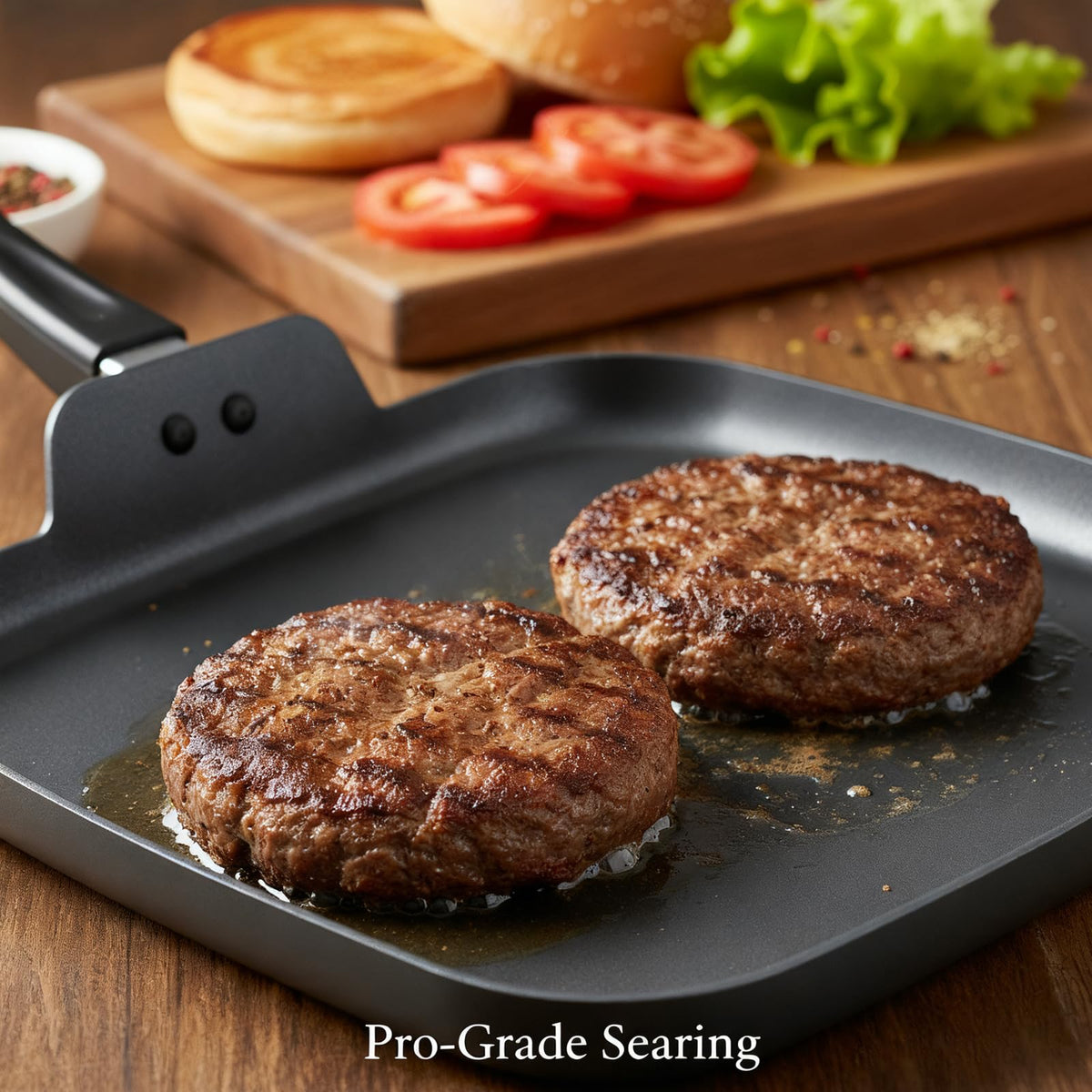 ORBxYoo square griddle distributes heat evenly for uniform browning