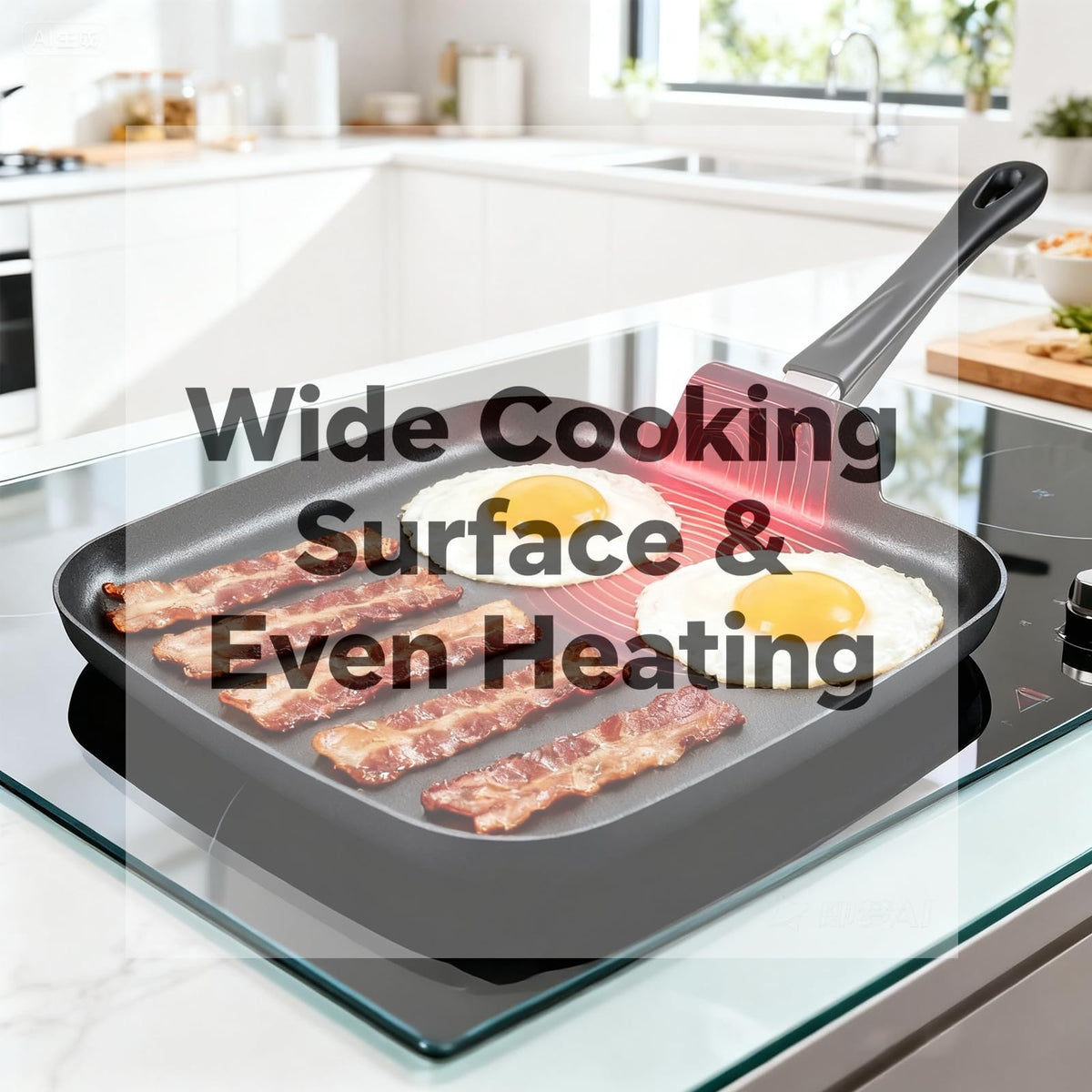 ORBxYoo aluminum square griddle remains warp-free during cooking