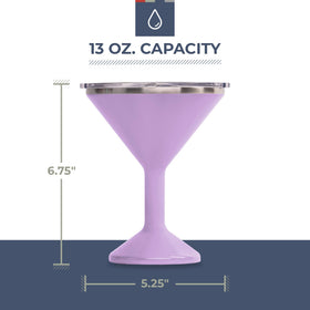 ORCA Tini 13oz martini glass with flip-top lid ready for portable use.