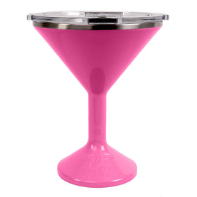 ORCA Tini 13oz pink front view showcases stainless steel construction for poolside cocktails.