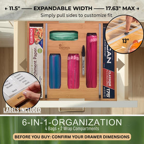 Ordna expandable design stretches from 11.5 to 17.63 inches