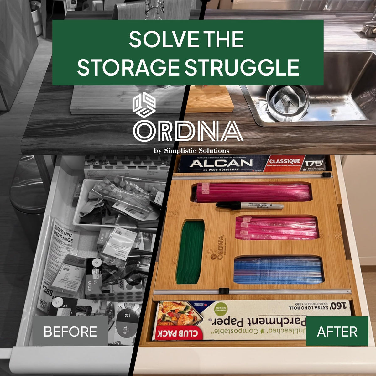 Ordna foil wrap dispenser with built-in cutter enables quick prep