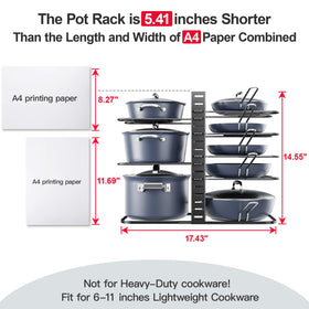 ORDORA 8-tier pan organizer with adjustable dividers to fit lids and pans of different sizes
