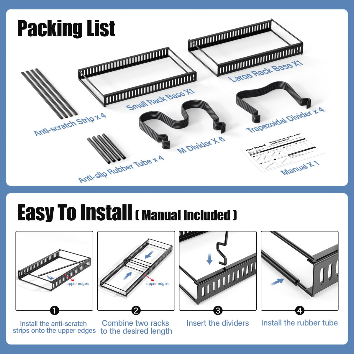 ORDORA black kitchen organizer blends with modern kitchens while organizing efficiently.