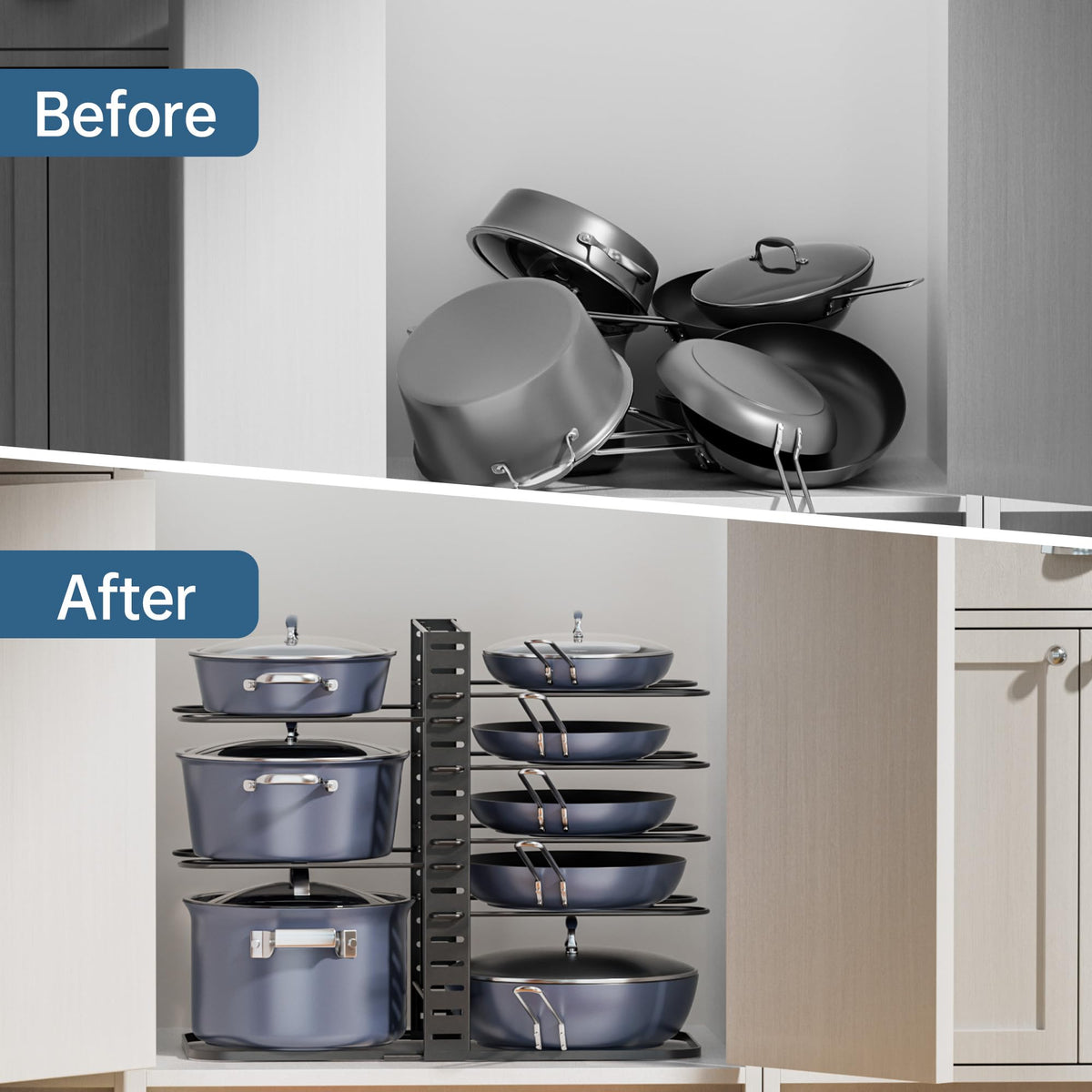 ORDORA compact kitchen organization, turning clutter into orderly shelves
