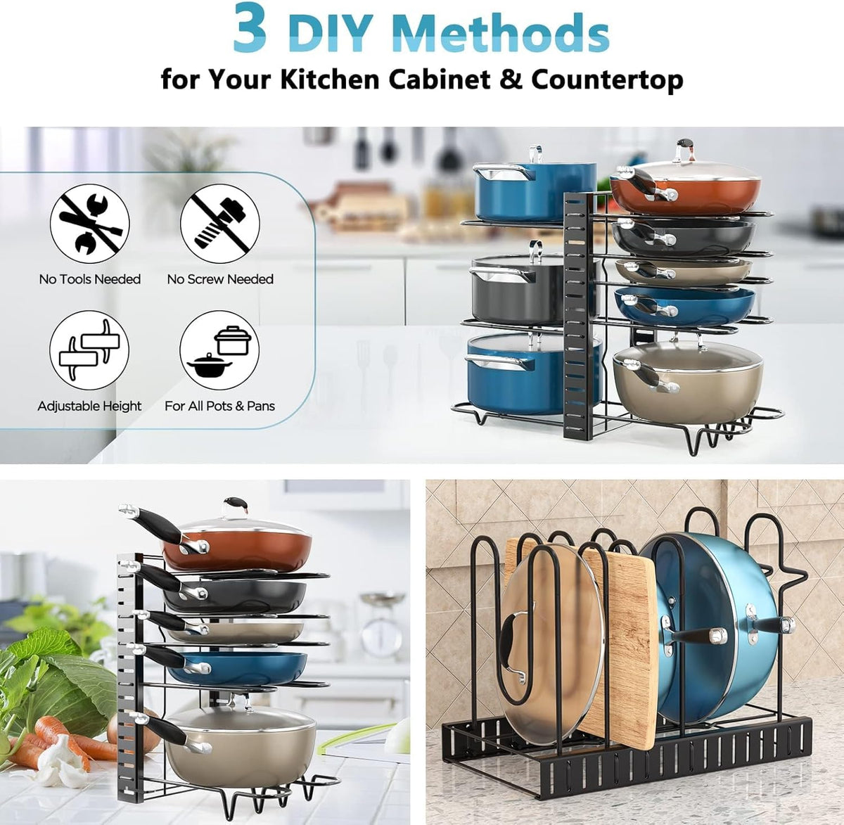 ORDORA heavy-duty iron construction for durable kitchen storage.