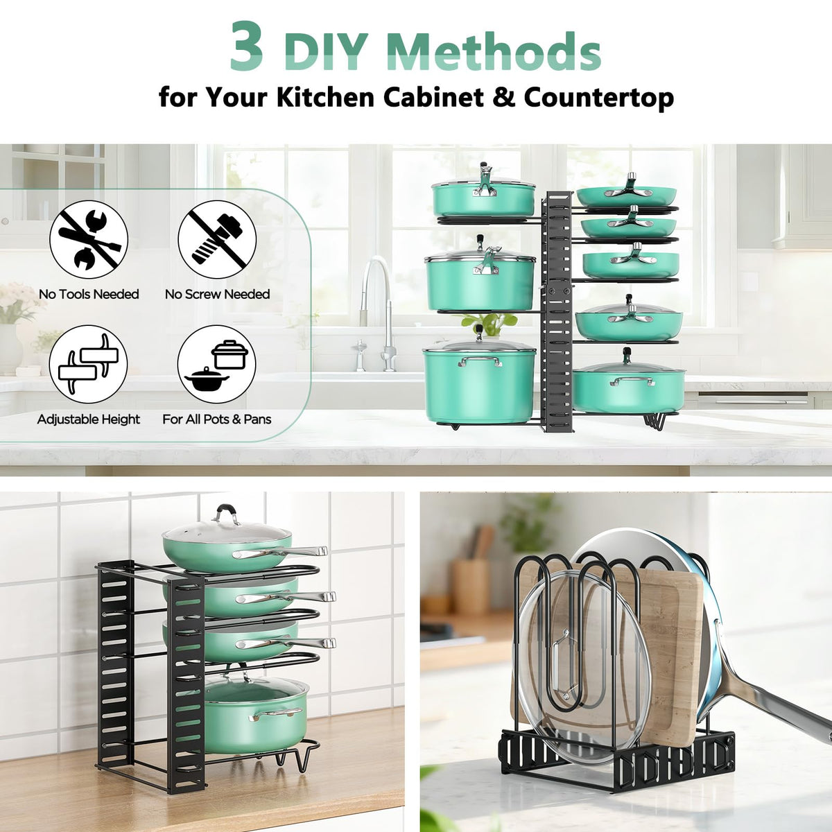 ORDORA DIY assembly rack demonstrates tool-free setup in three configurations