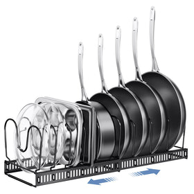 ORDORA pots and pans organizer under cabinet with extendable 12–23 inch frame for flexible storage.