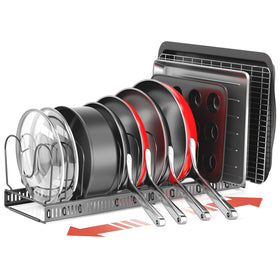 ORDORA under-cabinet pot organizer with extendable frame saves space.