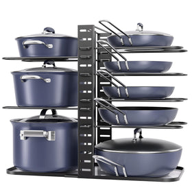ORDORA pots and pans organizer under cabinet, neatly storing lightweight cookware for easy access