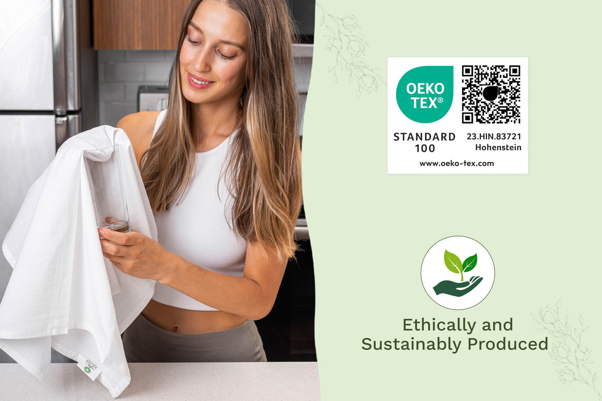 Organic Cotton Mart 27x27 towels in a five-pack offer oversized, durable drying