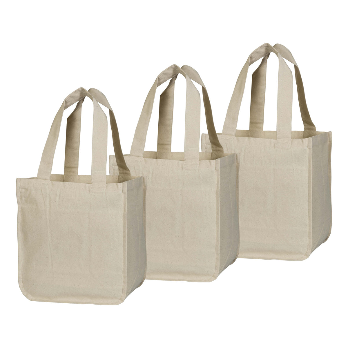 Organic Cotton Mart triple-bag set ready for weekly grocery trips