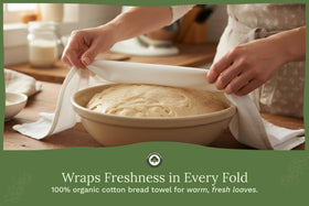 Organic Cotton Mart extra-large 27x27 bread towels ready for covering bowls
