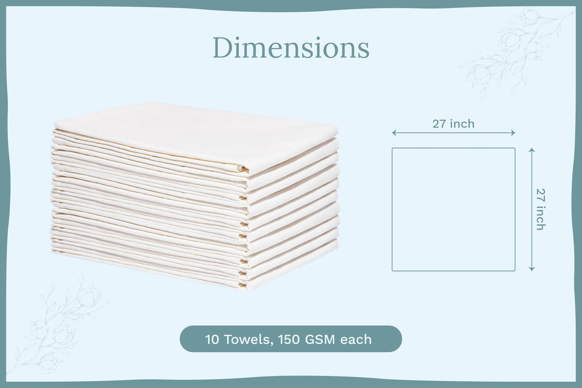 Organic Cotton Mart towels stacked-10pack highlighting durability and absorbency after many washes