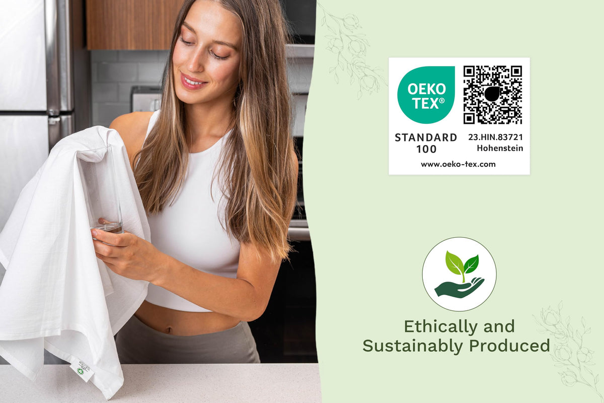 Organic Cotton Mart highly absorbent tea towels ready to dry and wipe
