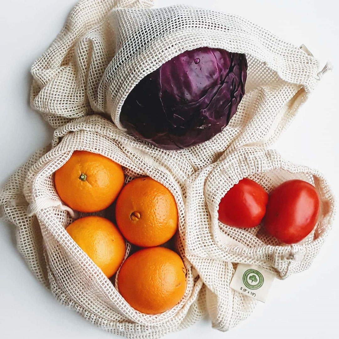 Organic Cotton Mart mesh bag with reinforced double stitching for durability