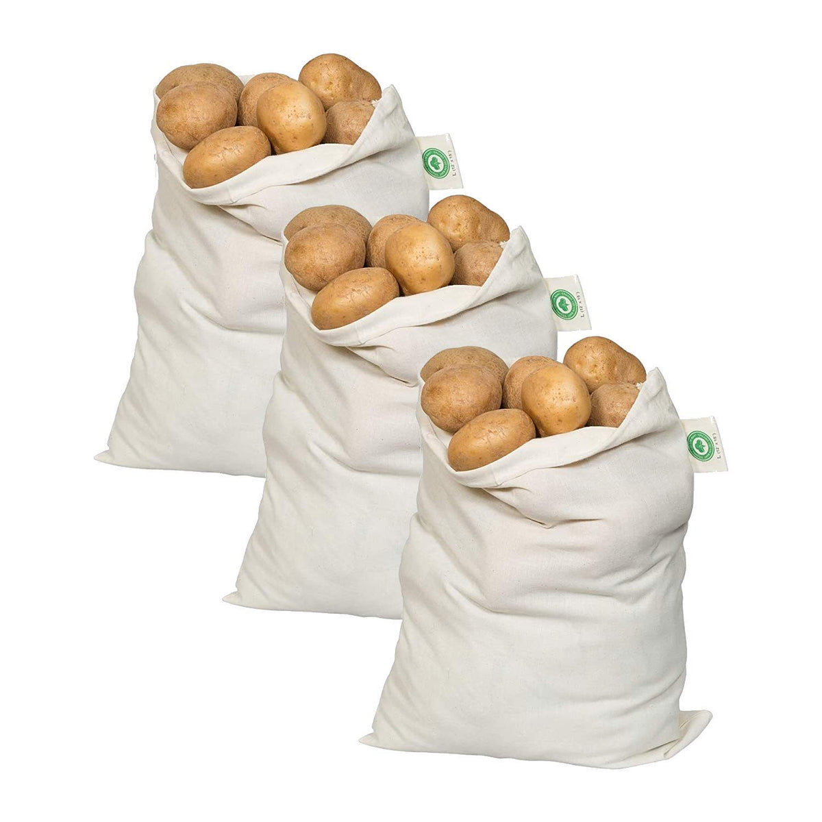 Organic Cotton Mart potato storage bag, 14x18, keeps potatoes fresh with breathability.
