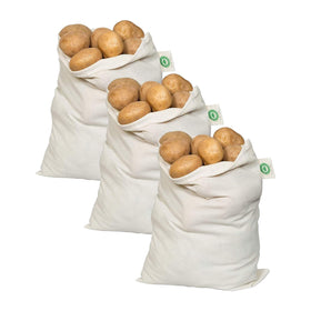 Organic Cotton Mart potato storage bag, 14x18, keeps potatoes fresh with breathability.