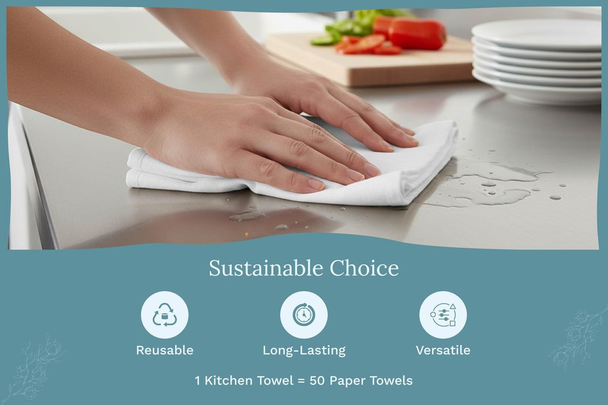 Organic Cotton Mart zero-waste kitchen towels highlighted for sustainable use