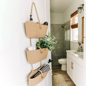 OrganiHaus rustic farmhouse style baskets complement kitchens and bedrooms.