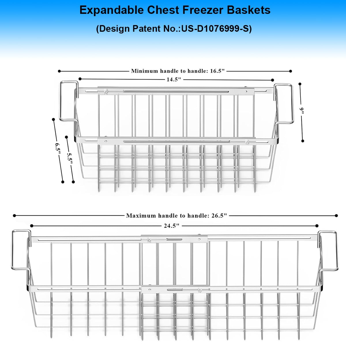 Orgneas stainless steel construction offers sturdy, durable freezer organization.