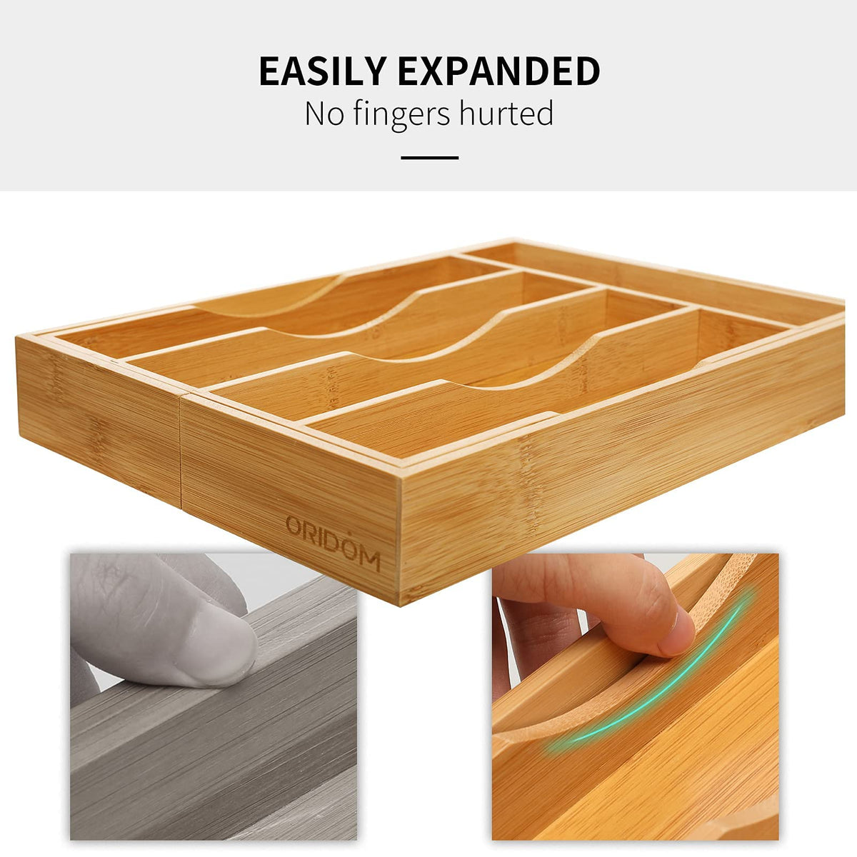 oridom bamboo kitchen organizer with utensils organized for tidy storage