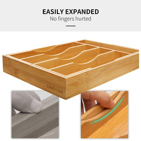 oridom bamboo kitchen organizer with utensils organized for tidy storage