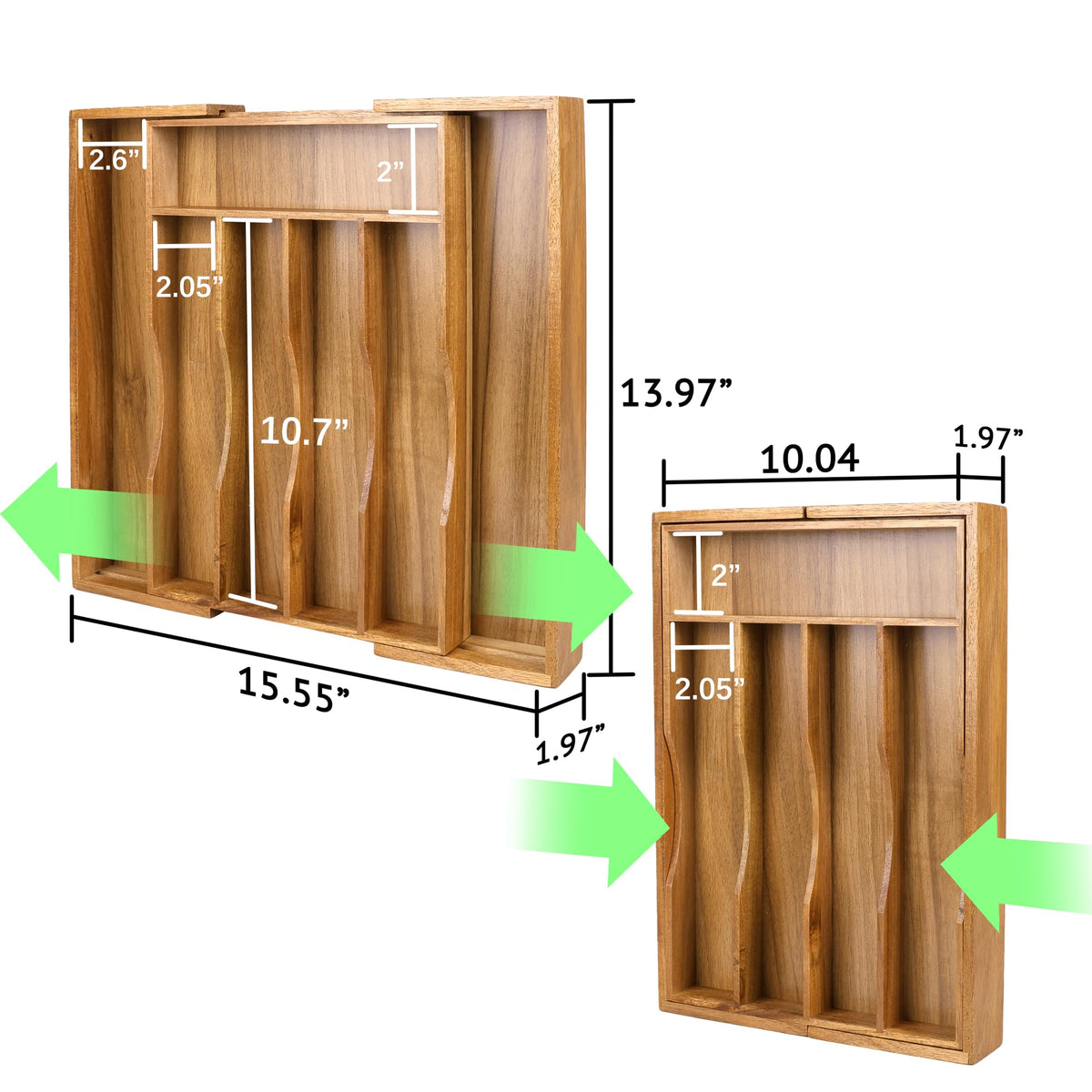 oridom acacia cutlery tray with adjustable compartments keeping forks and spoons neatly organized