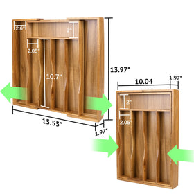 oridom acacia cutlery tray with adjustable compartments keeping forks and spoons neatly organized