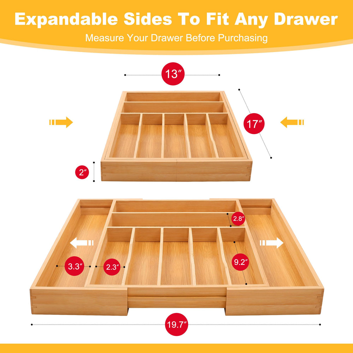 Oridom expandable drawer view highlights adjustable compartments for various silverware