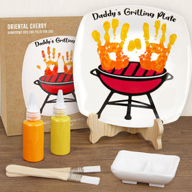 Oriental Cherry DIY Daddy's Grilling Plate kit with paints and brushes for personalization.