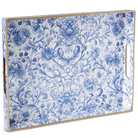 ORIGTRAY serving tray with blue peony design for refined table service.