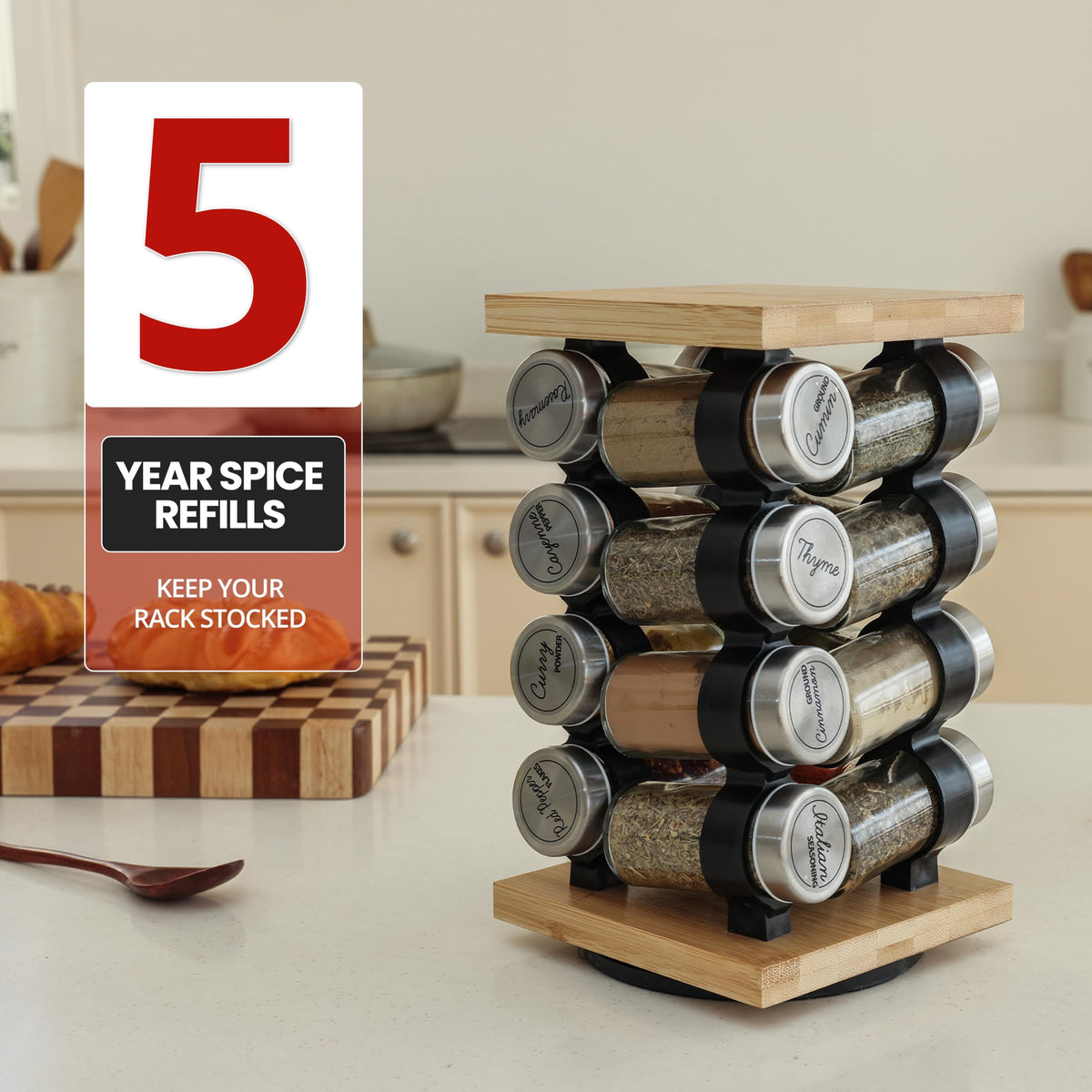 Orii minimalist wooden rack complements a modern kitchen aesthetic