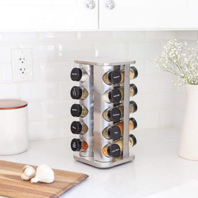 Orii rotating Lazy Susan base enables quick spice selection.