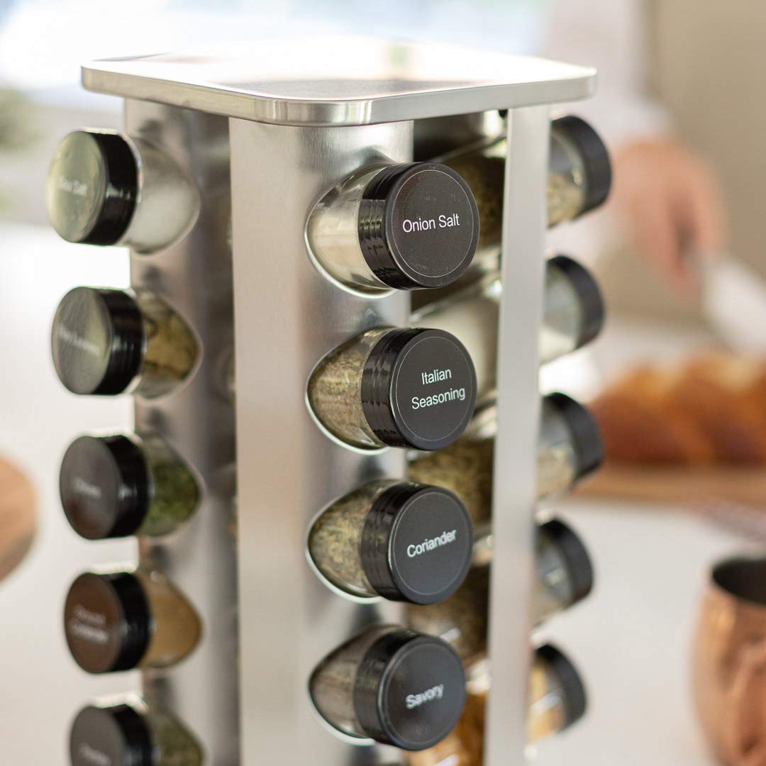 Orii stainless steel spice rack adds a sleek, durable kitchen touch.