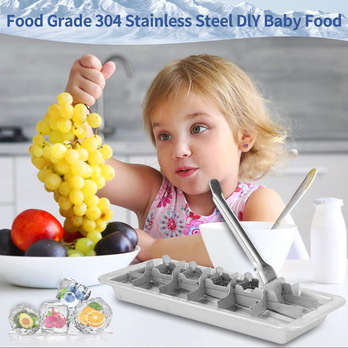 ORKBE easy-release-handle ice tray for quick cube release