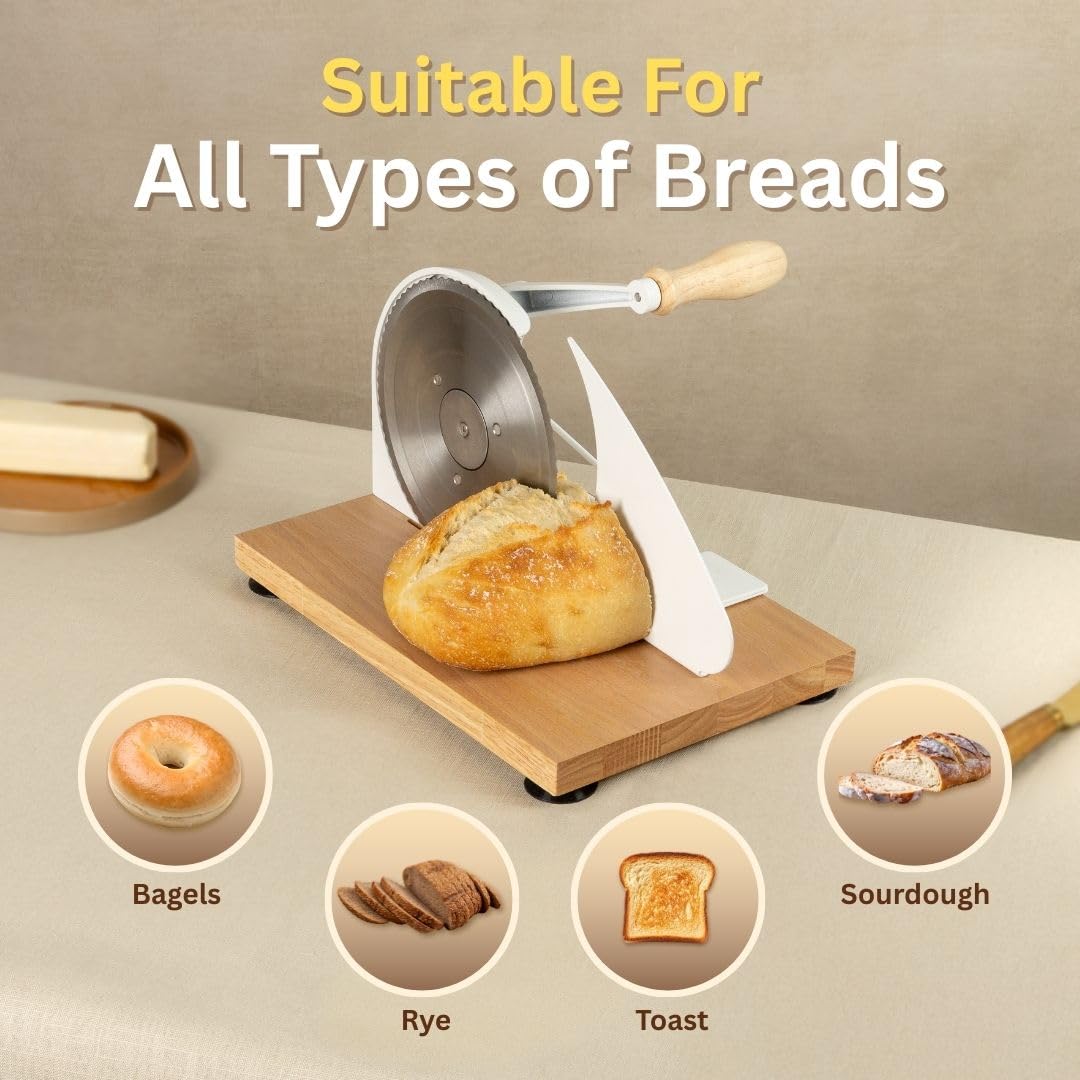 orlia bread slicer hand crank offers controlled, quiet operation