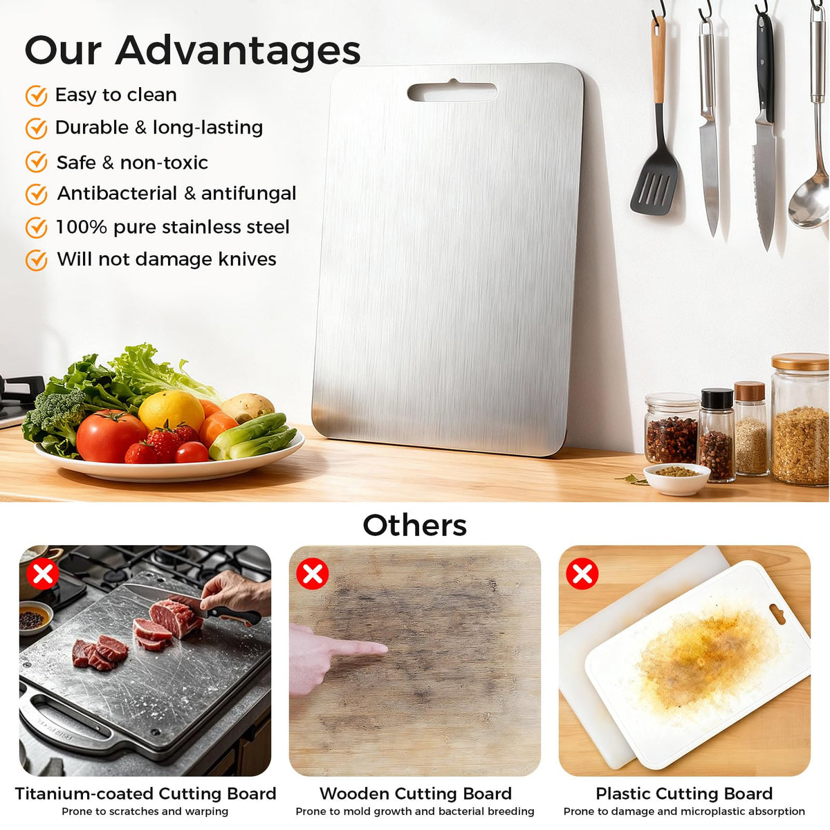 Ormark non-porous surface prevents odor transfer and residue absorption during prep.