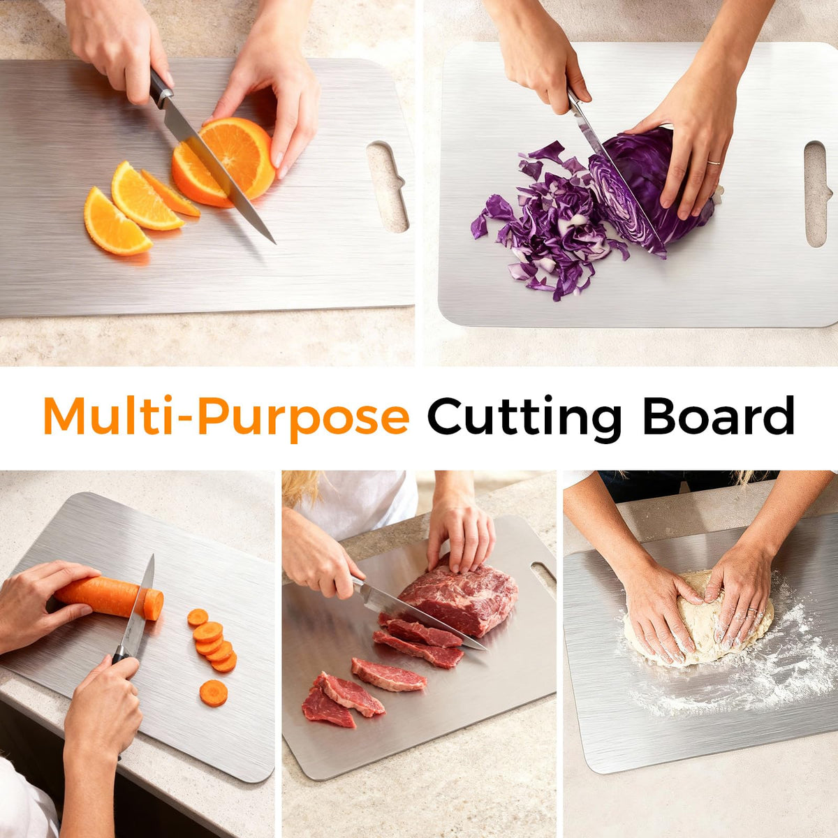 Ormark 11.5x8 inch board fits medium prep like vegetables and fruit.