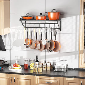 OROPY two-tier rails display pots and pans for efficient cooking prep