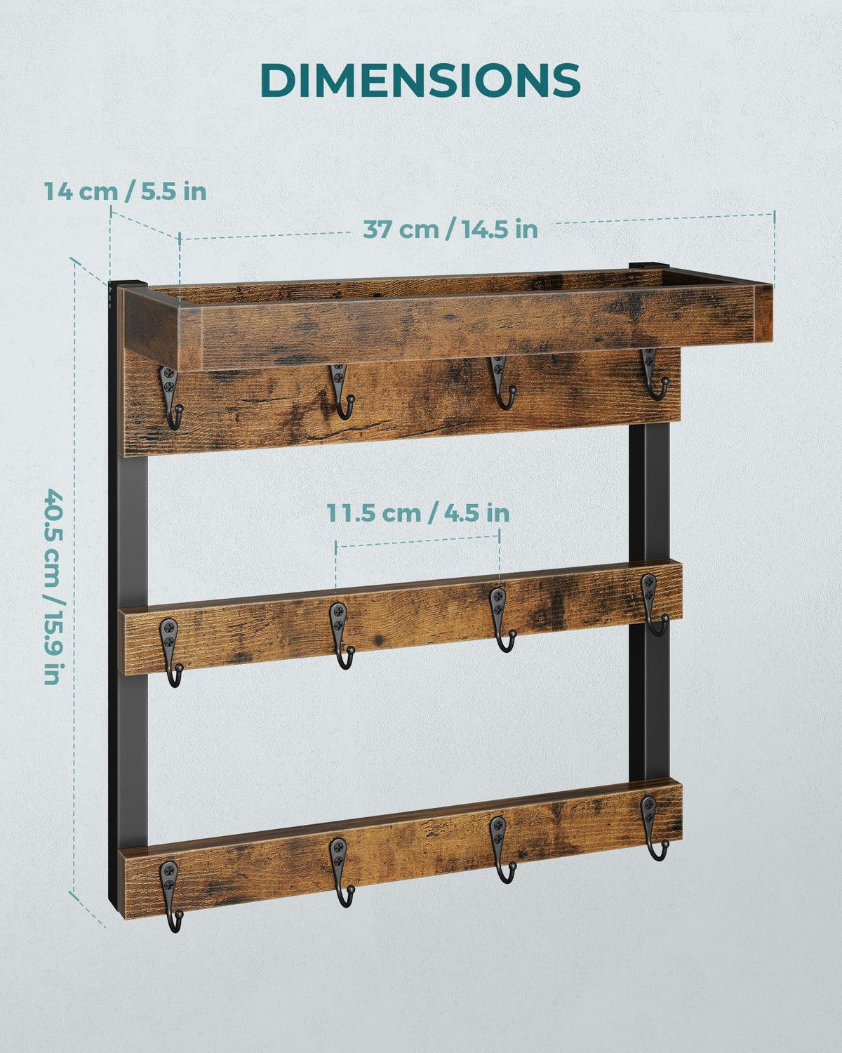 OROPY mug rack features 4.5-inch hook spacing for easy hanging.
