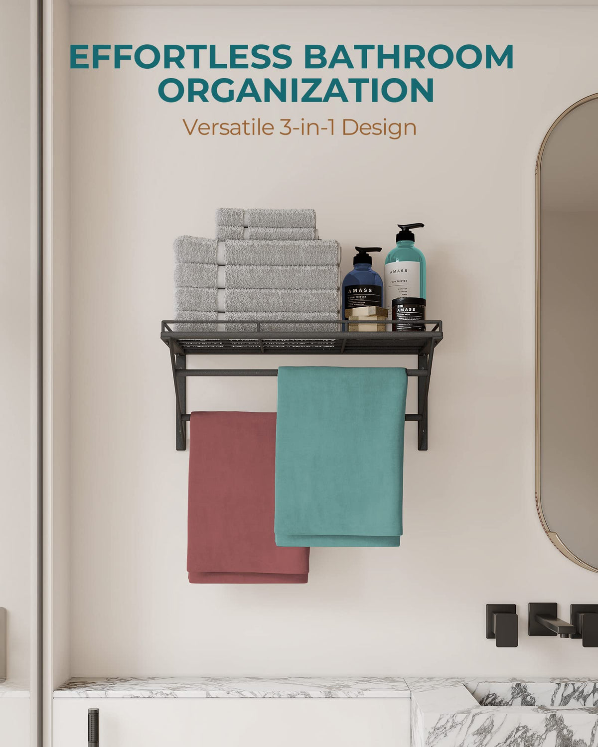 OROPY black kitchen organizer in use stores cookware while keeping counters clear