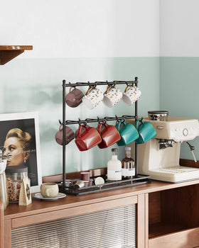 OROPY mug tree with anti-slip pads keeps mugs secure on any surface