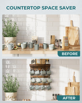 OROPY mug rack keeps daily mugs within reach and enhances counter aesthetics.