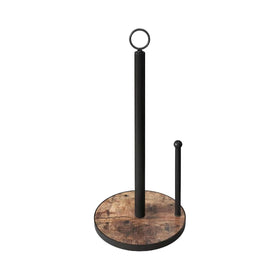 OROPY paper towel holder with heavy wood base for stable tearing on countertops.