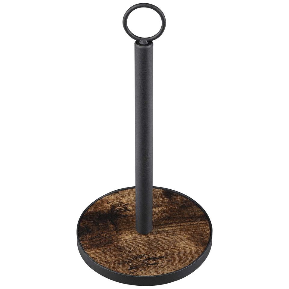 OROPY paper towel holder with wooden base for stable countertop use.