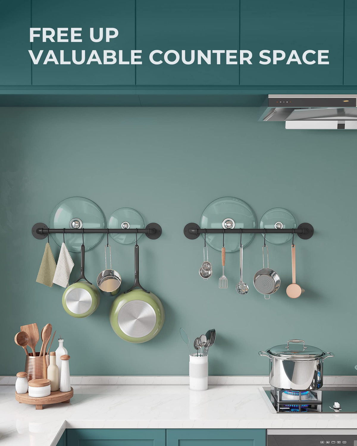OROPY set of two rails with 10 S-hooks offers flexible storage.