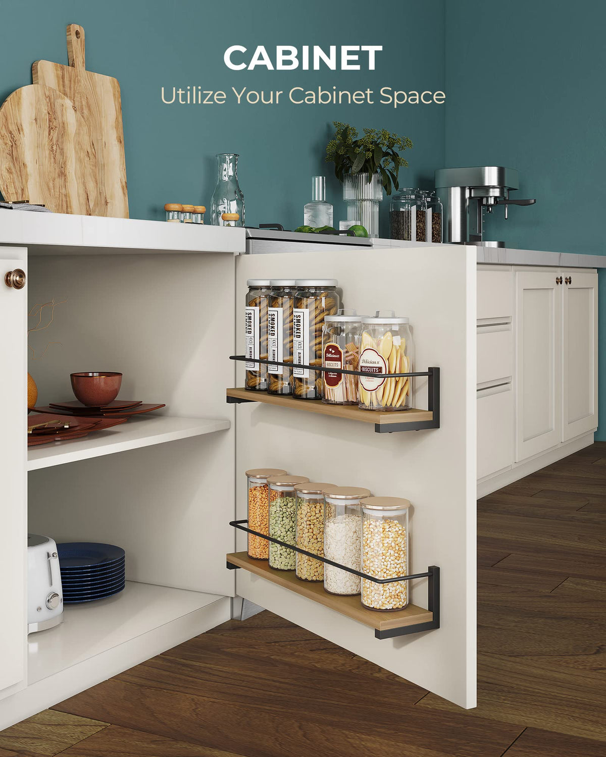 OROPY spice rack installation kit with concealed keyhole hangers